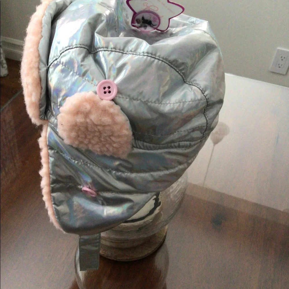 NWT Girls 2-4 Years Fleece & Silver Trapper Warm & Soft Winter Hat